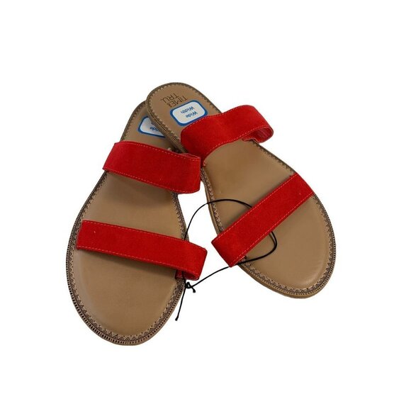 Time & Tru Shoes - Time & Tru Women's Red & Tan Slip on Sandals